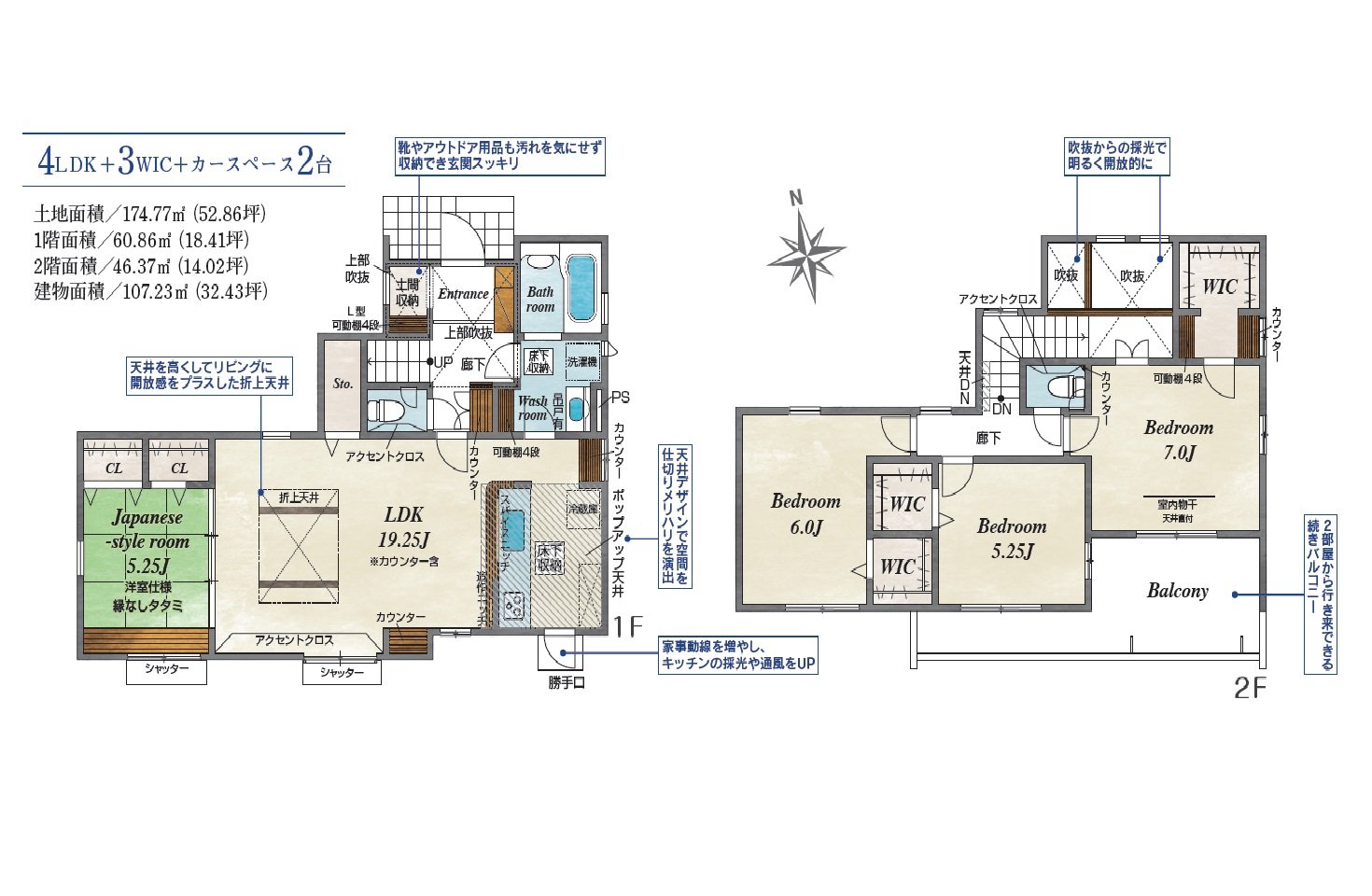 3つのウォークインクローゼットで、片付け上手な暮らしを♪